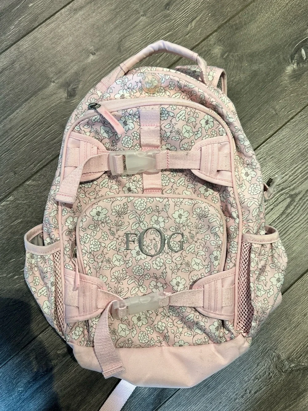 Pottery Barn Kids Pink Floral Monogram Backpack